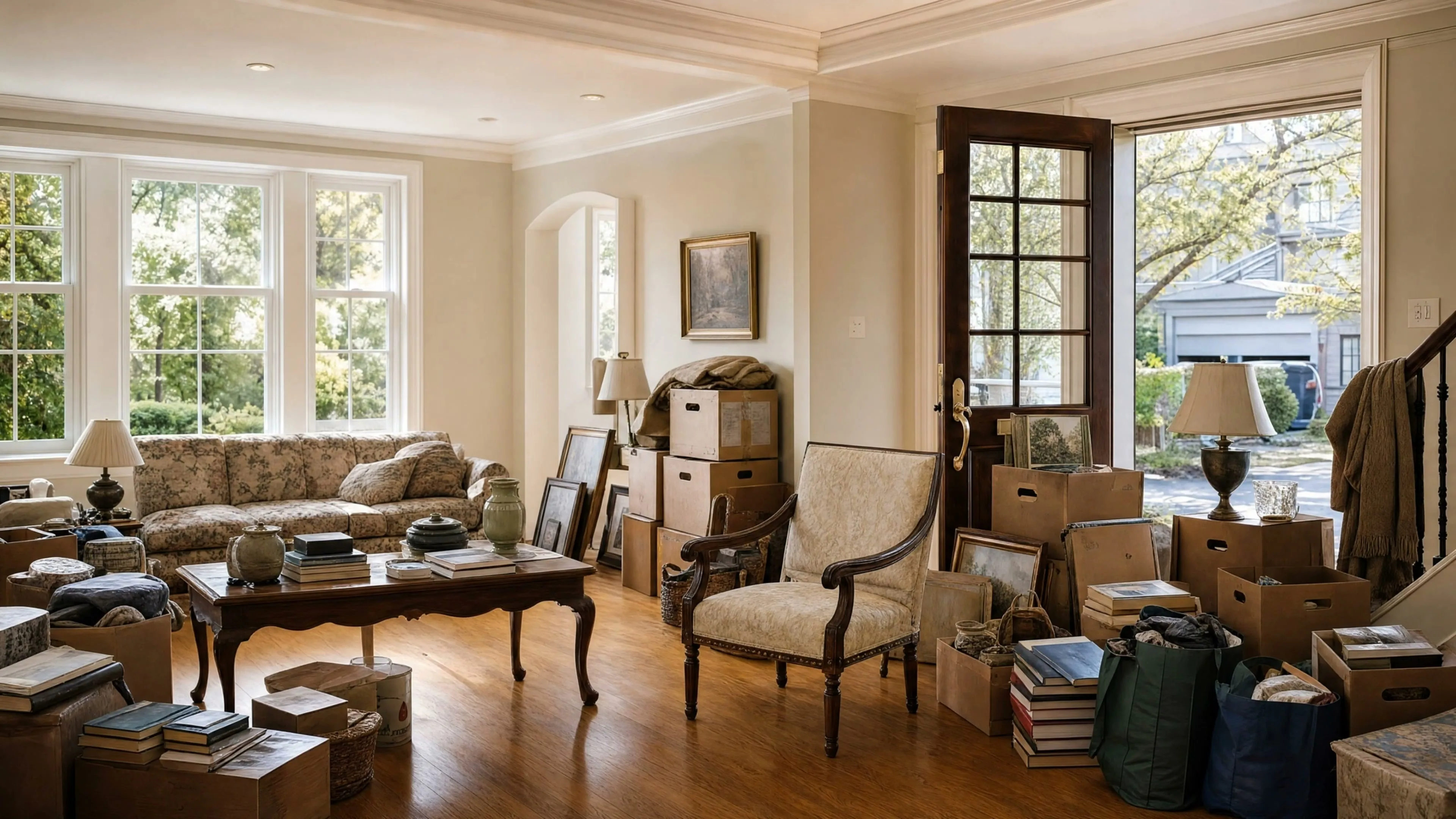 Cluttered residential room before Signature Haul cleanout